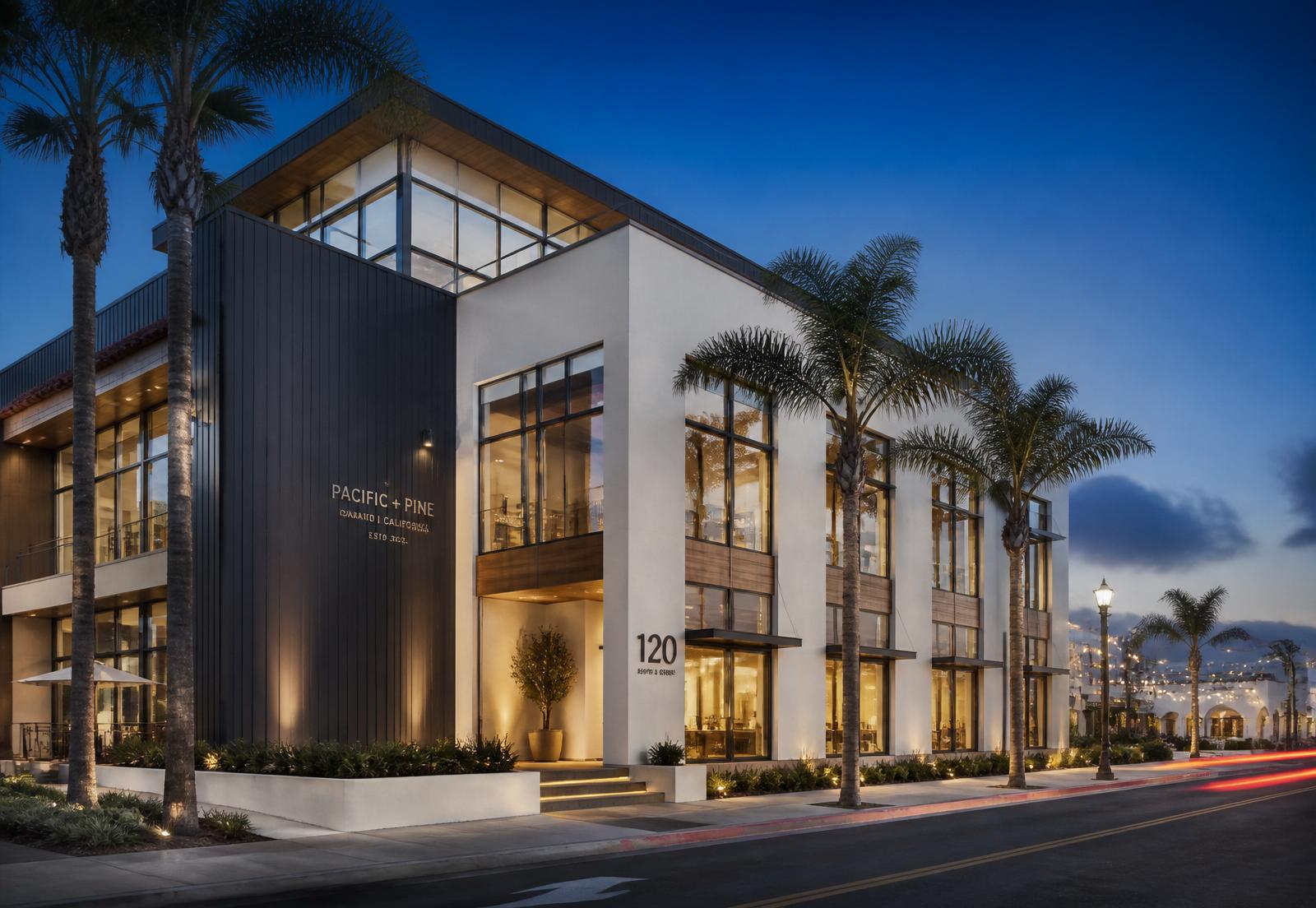 Modern coastal California architecture in downtown Oxnard