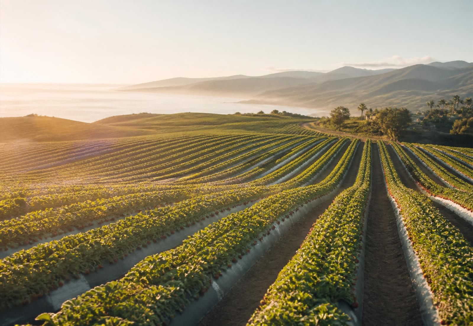 Ventura County strawberry fields overlooking the Pacific